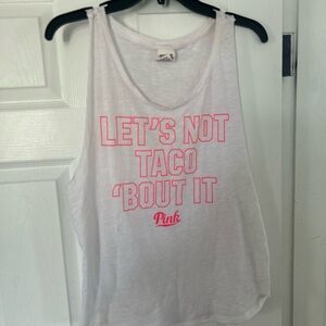 PINK Victoria's Secret White Tank with Pink Text